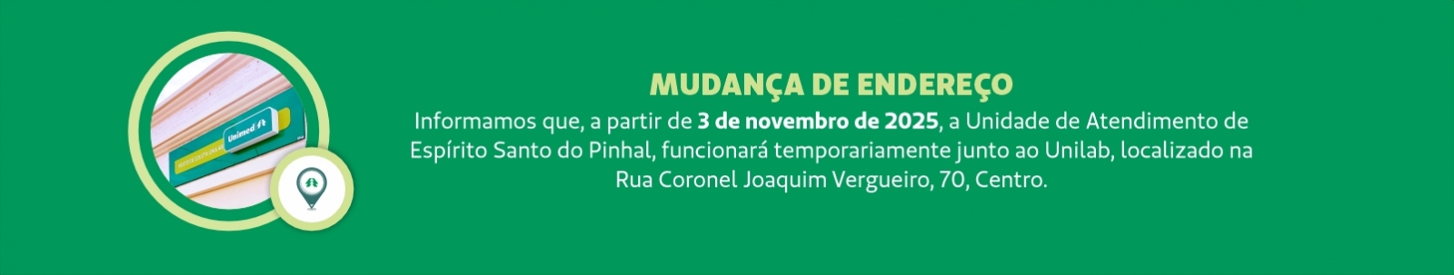 Mudança endereço Espírito Santo do Pinhal
